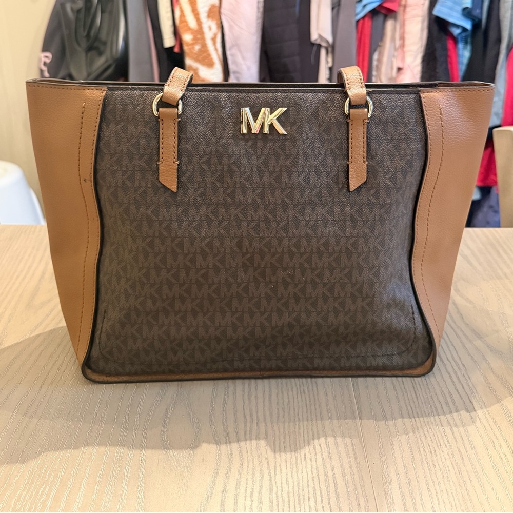 Michael Kors Brown and Tan Logo Tote
